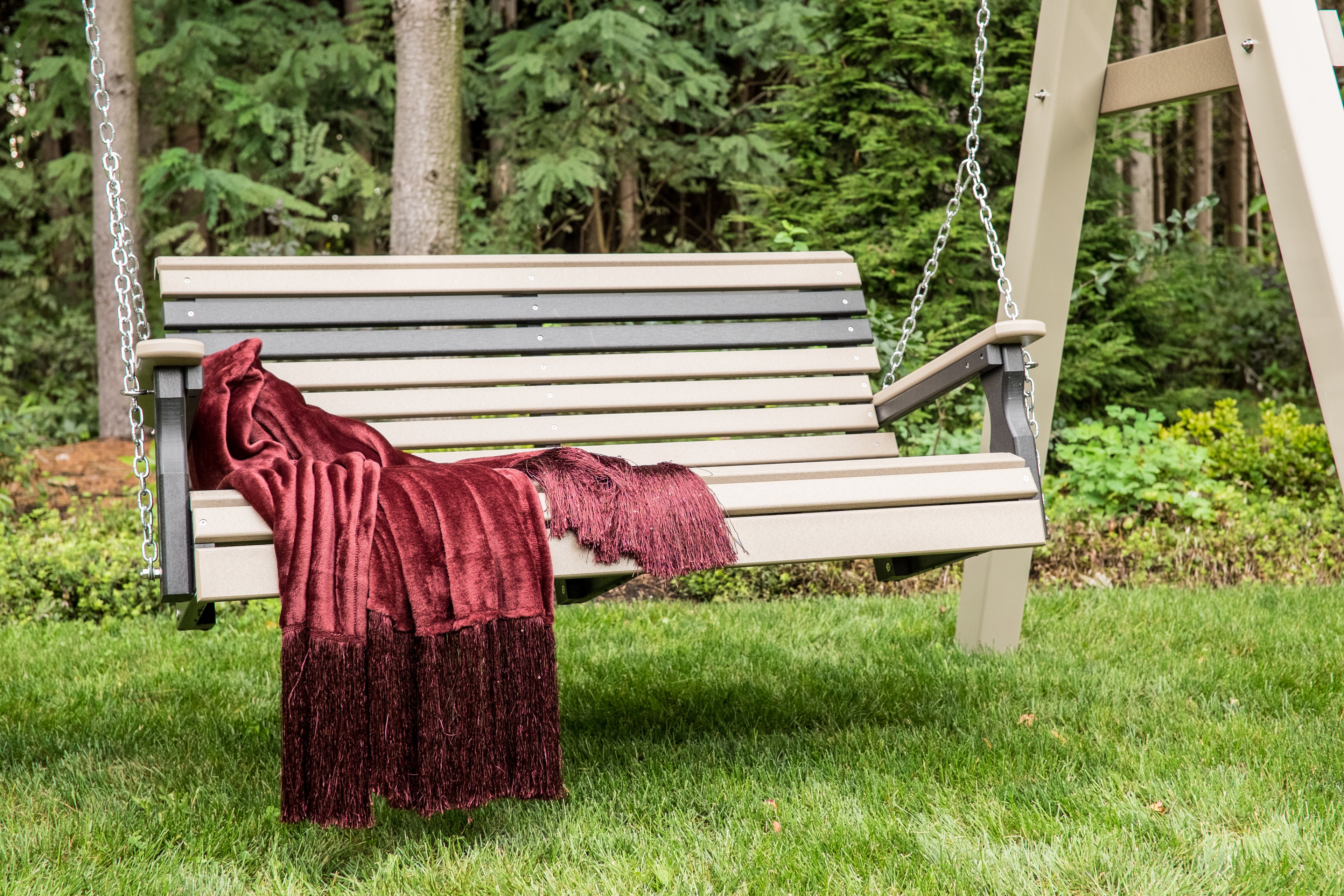 4' Plain LuxCraft Swing - Weatherwood and Black